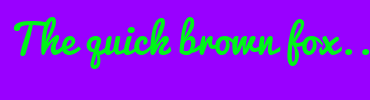 Image with Font Color 00F518 and Background Color 9900FF